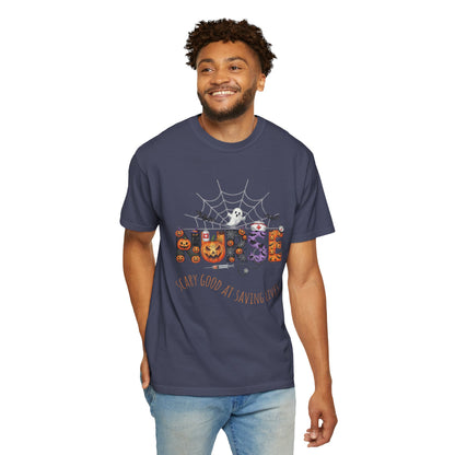 Halloween Nurse RN Garment Dyed Tee