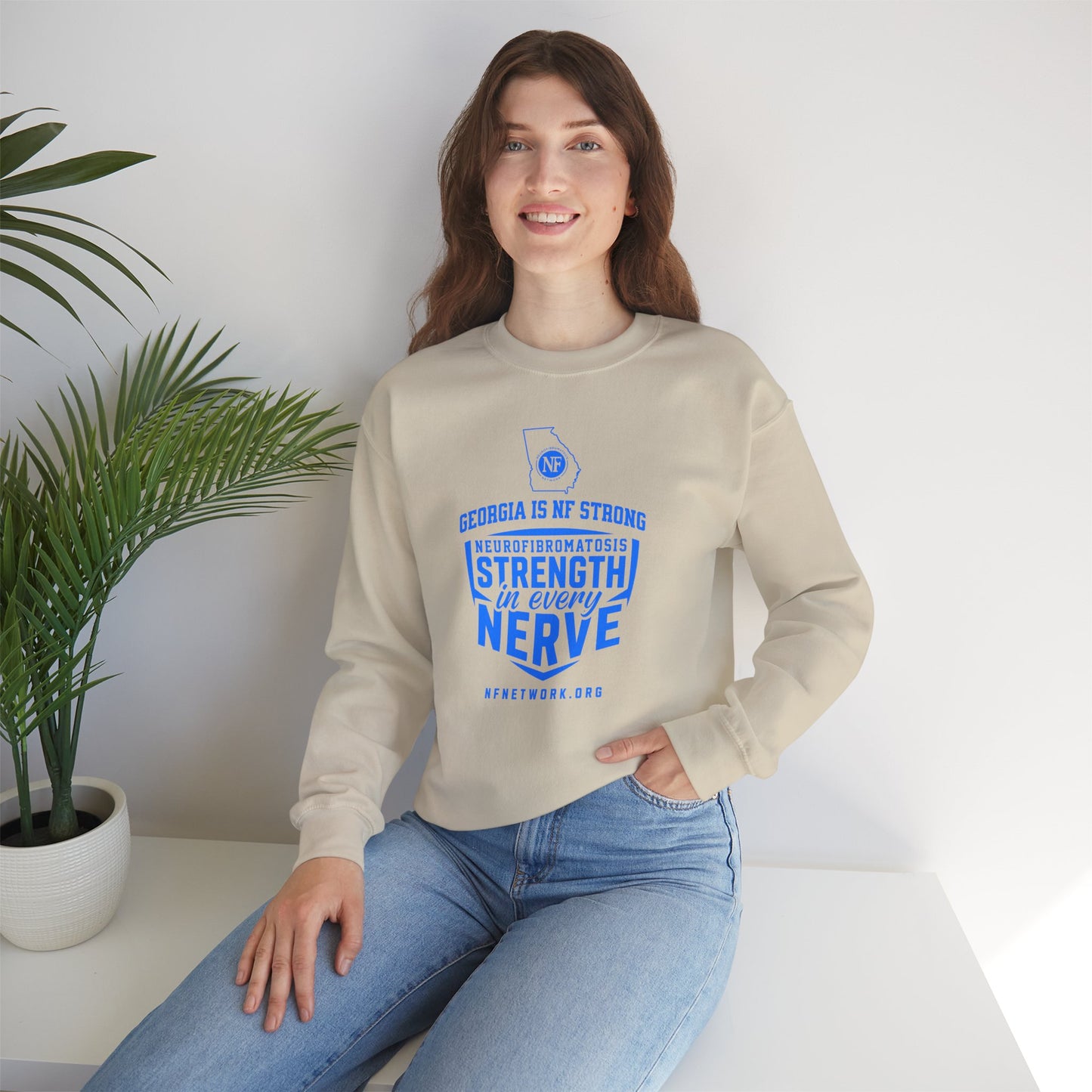 Crewneck Sweatshirt — "Strength in Every Nerve" Georgia Neurofibromatosis Awareness