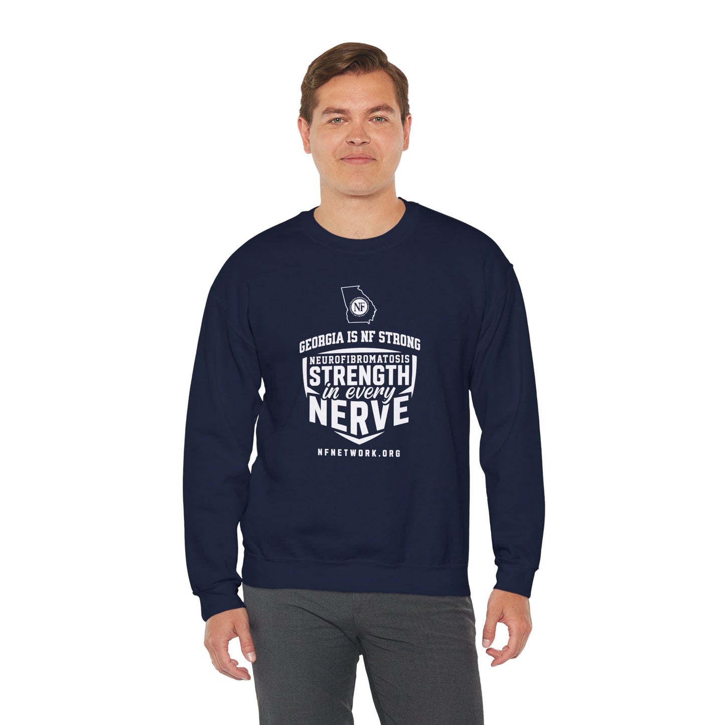 Crewneck Sweatshirt — "Strength in Every Nerve" Georgia Neurofibromatosis Awareness