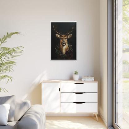 Framed Deer and Wreath Canvas Print