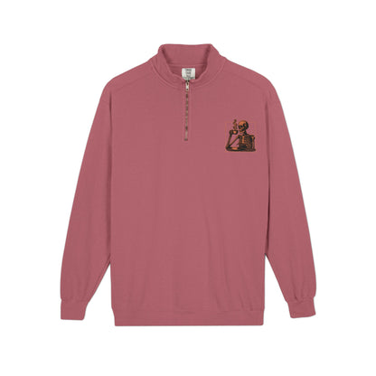 Death Before Decaf Quarter-Zip Sweatshirt — Vintage Coastline Coffee Lover