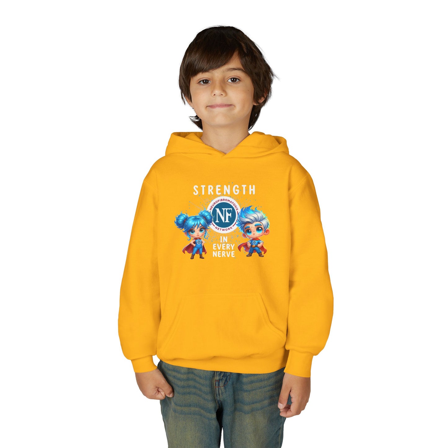 "Strength in Every Nerve" Cartoon Kids Hooded Sweatshirt