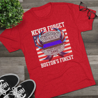 Justice for John OKeefe Tri-Blend Crew Tee, Free Karen Read Shirt, Boston Police Shield Tshirt, Badge 2490 Support Badge Design