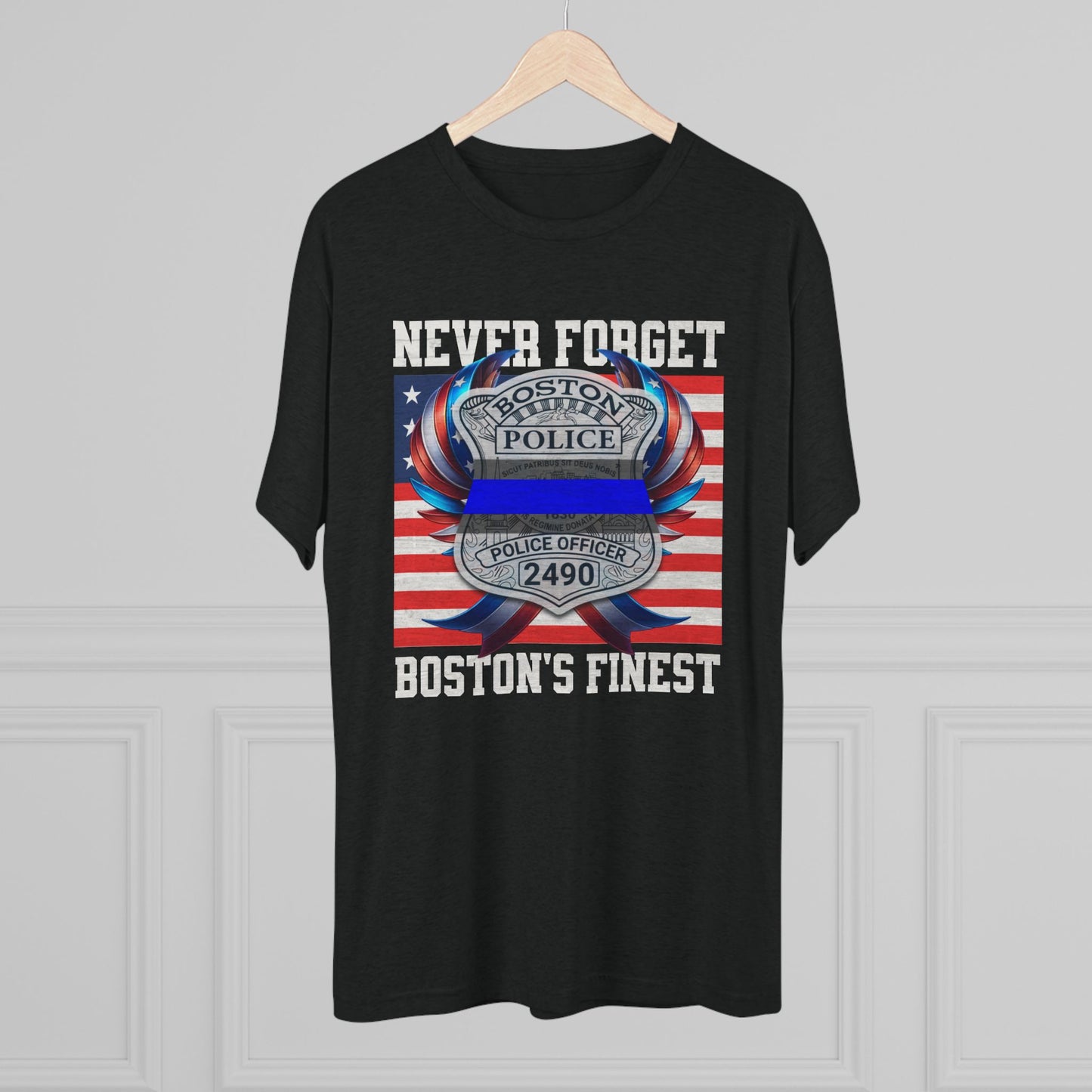 Justice for John OKeefe Tri-Blend Crew Tee, Free Karen Read Shirt, Boston Police Shield Tshirt, Badge 2490 Support Badge Design