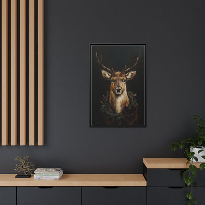 Framed Deer and Wreath Canvas Print