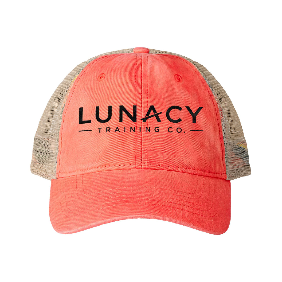 Washed Mesh-Back Ponytail Hat with Black LUNACY embroidery