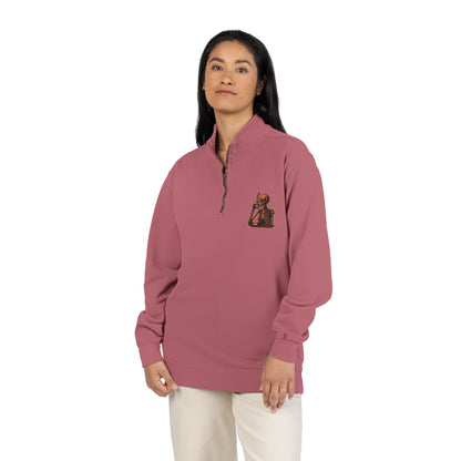 Death Before Decaf Quarter-Zip Sweatshirt — Vintage Coastline Coffee Lover