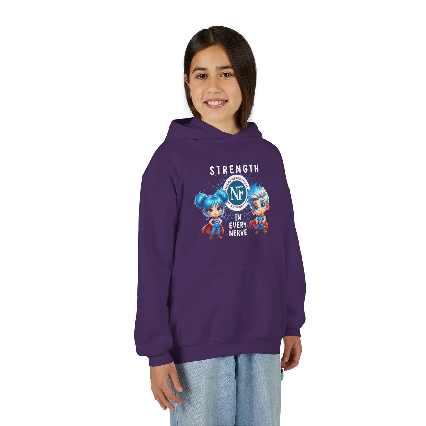 "Strength in Every Nerve" Cartoon Kids Hooded Sweatshirt