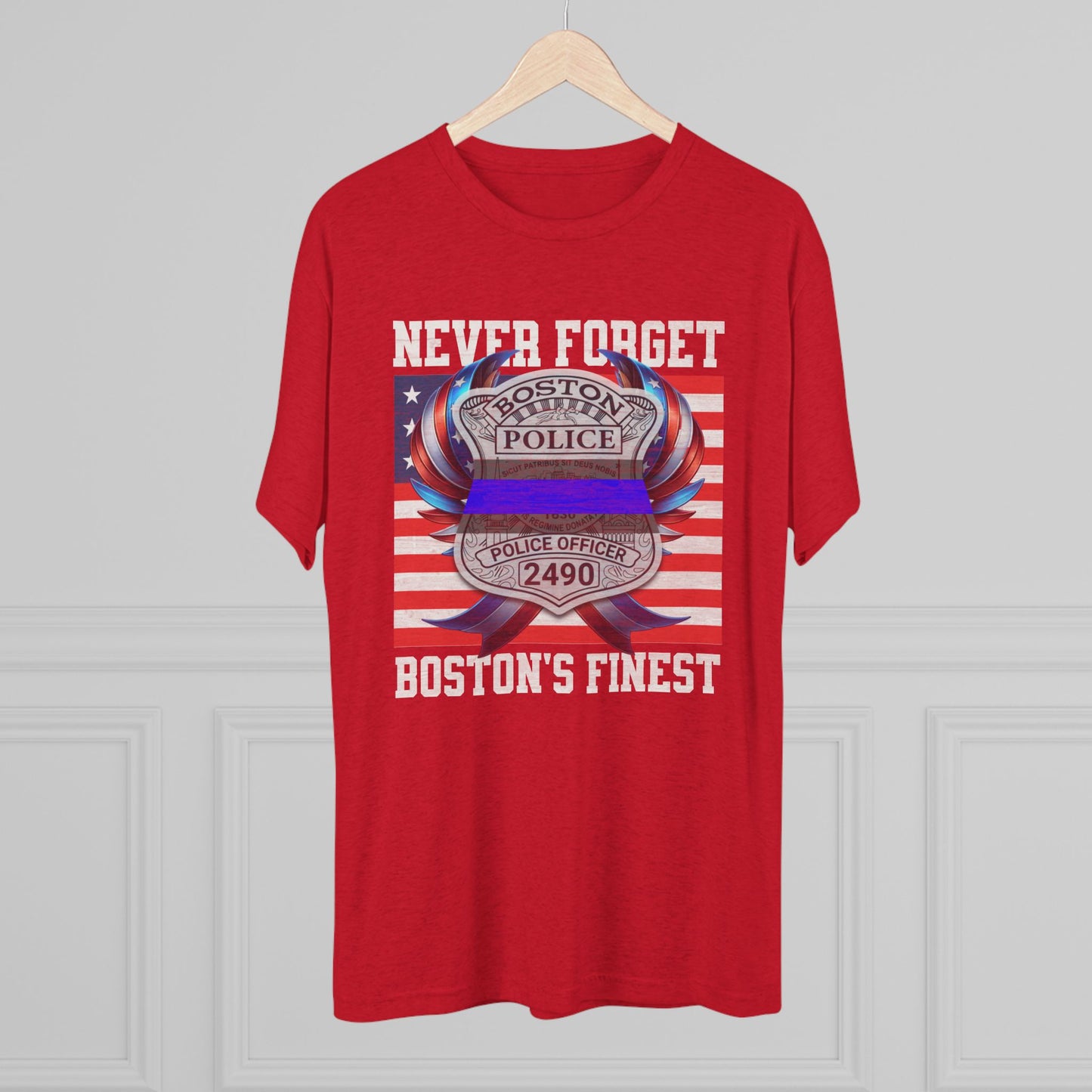 Justice for John OKeefe Tri-Blend Crew Tee, Free Karen Read Shirt, Boston Police Shield Tshirt, Badge 2490 Support Badge Design