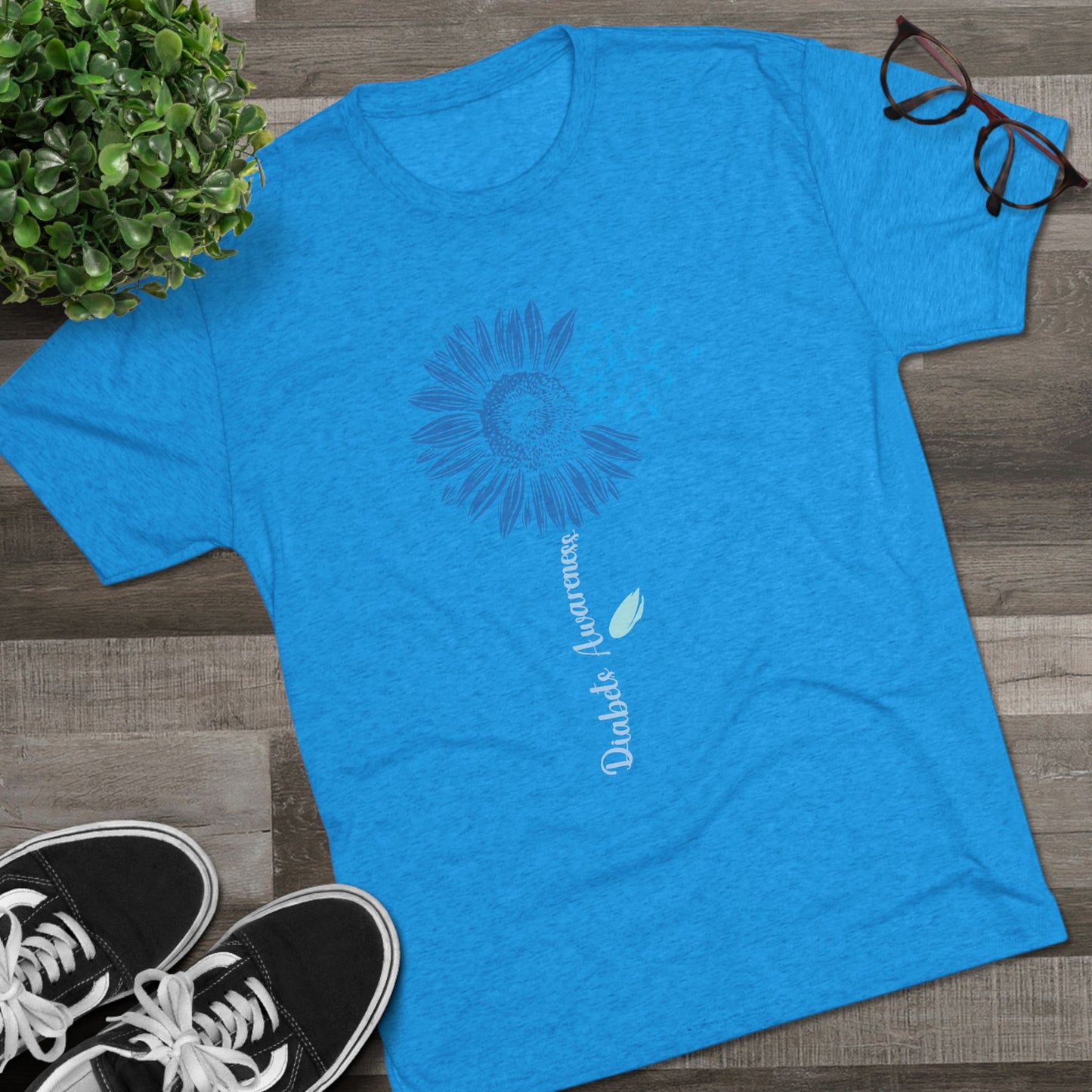 T1D Awareness Sunflower Tee — Front & Back Diabetes Support Shirt