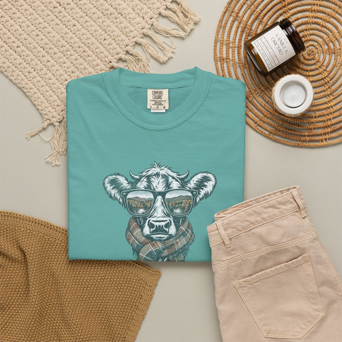 Rustic Fall Cow Cozy Tee
