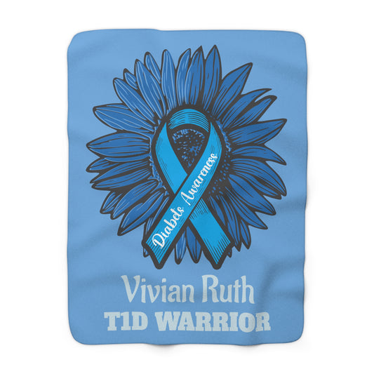 Personalized T1D Warrior Sherpa Fleece Blanket