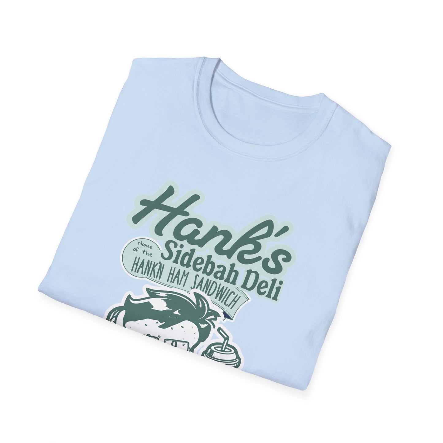 Hank's Sidebah Deli, Karen Read Trial Humor Unisex Softstyle Tee