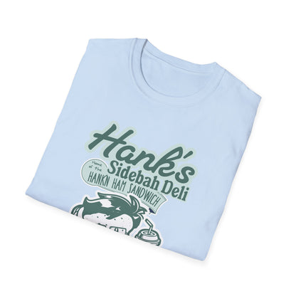 Hank's Sidebah Deli, Karen Read Trial Humor Unisex Softstyle Tee