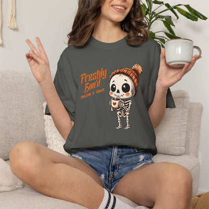 Cute Skeleton “Freshly Boo’d Coffee” Halloween T-Shirt