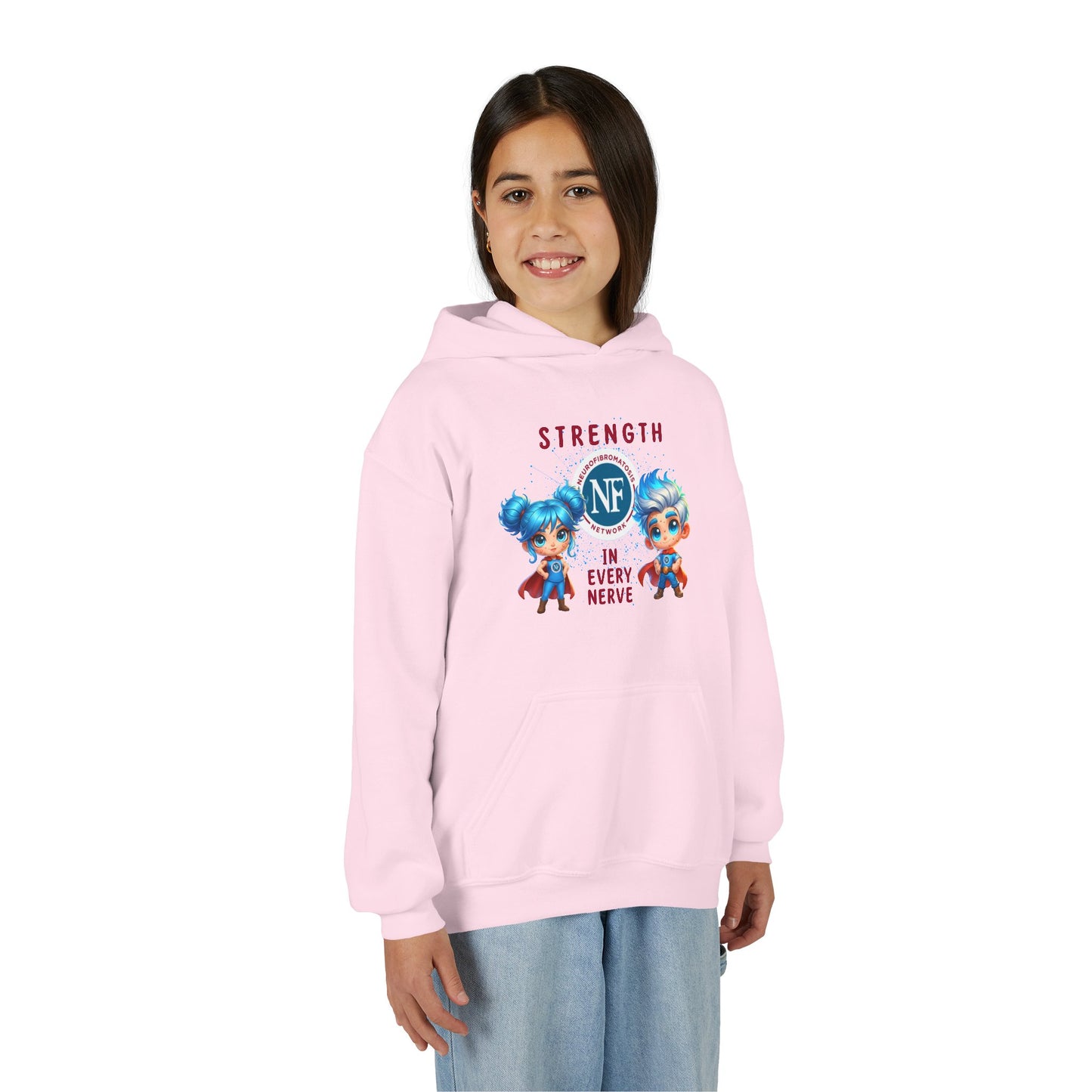 "Strength in Every Nerve" Cartoon Kids Hooded Sweatshirt