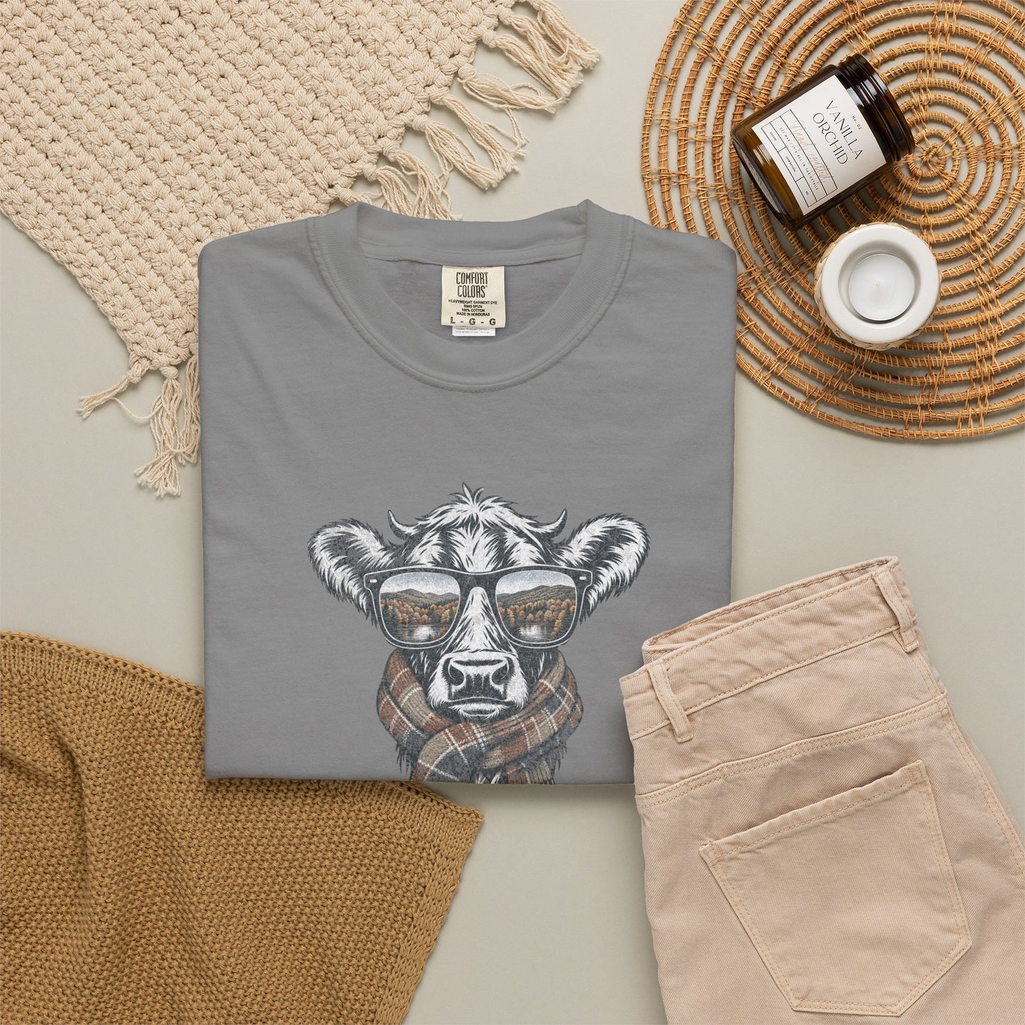 Rustic Fall Cow Cozy Tee
