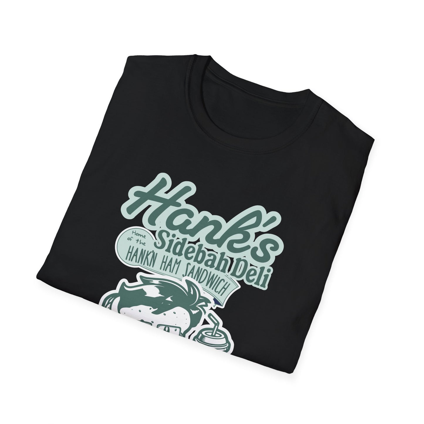 Hank's Sidebah Deli, Karen Read Trial Humor Unisex Softstyle Tee