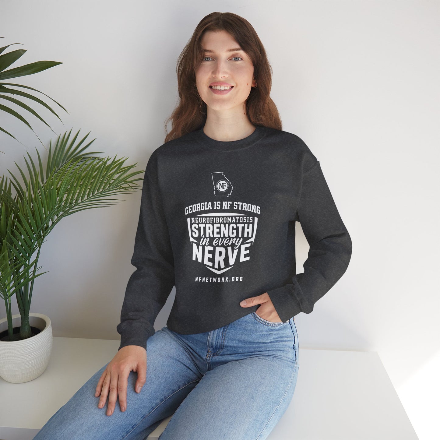 Crewneck Sweatshirt — "Strength in Every Nerve" Georgia Neurofibromatosis Awareness