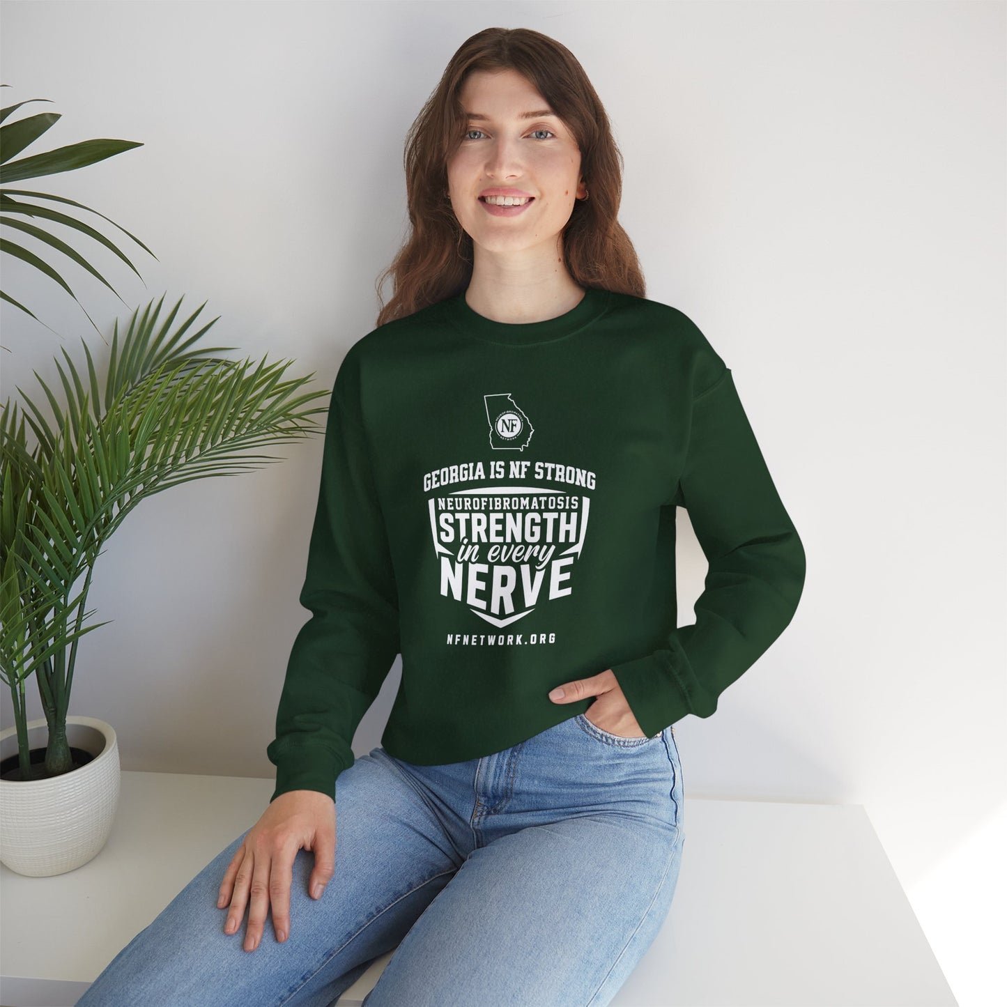 Crewneck Sweatshirt — "Strength in Every Nerve" Georgia Neurofibromatosis Awareness