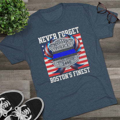 Justice for John OKeefe Tri-Blend Crew Tee, Free Karen Read Shirt, Boston Police Shield Tshirt, Badge 2490 Support Badge Design