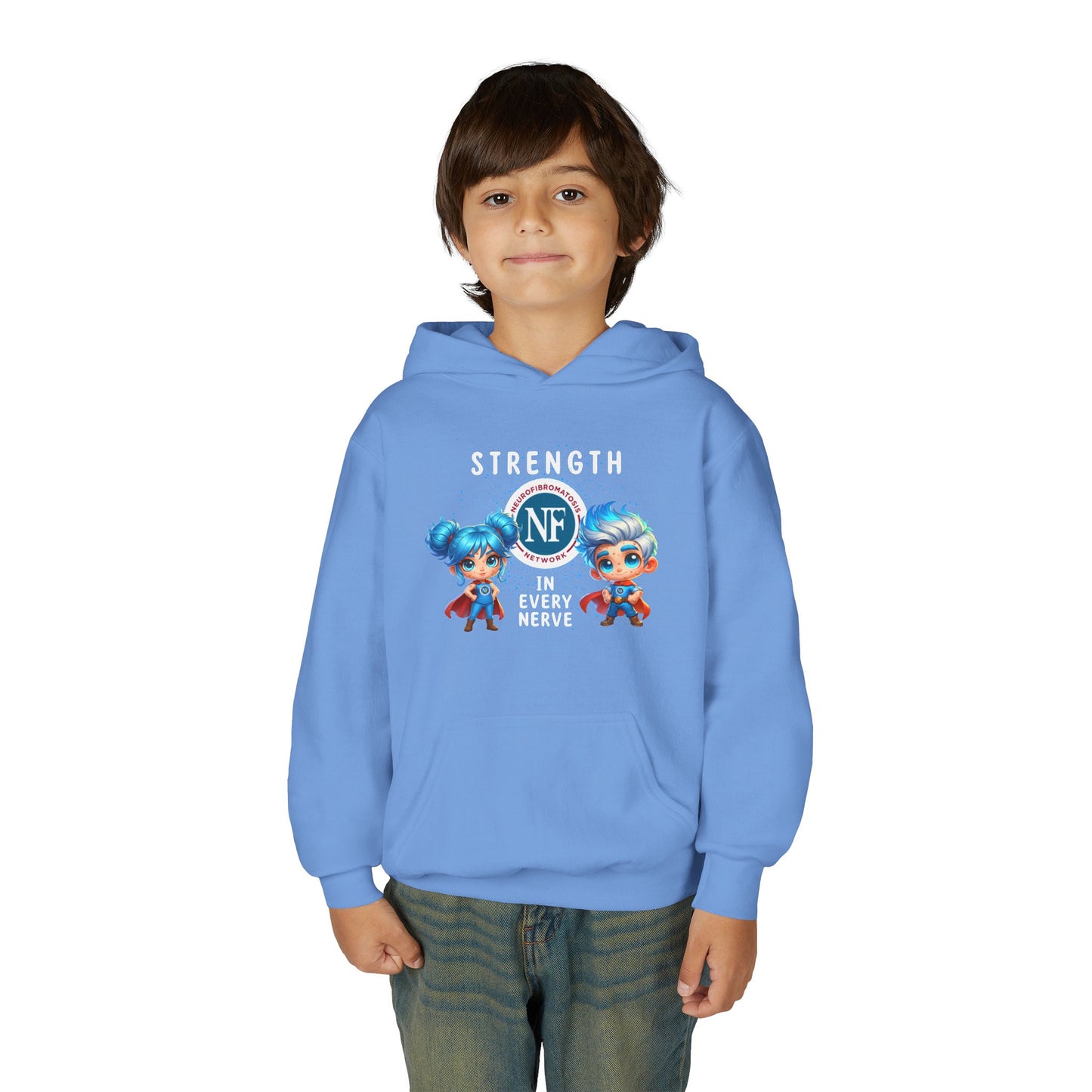 "Strength in Every Nerve" Cartoon Kids Hooded Sweatshirt