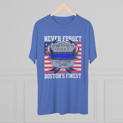 Justice for John OKeefe Tri-Blend Crew Tee, Free Karen Read Shirt, Boston Police Shield Tshirt, Badge 2490 Support Badge Design