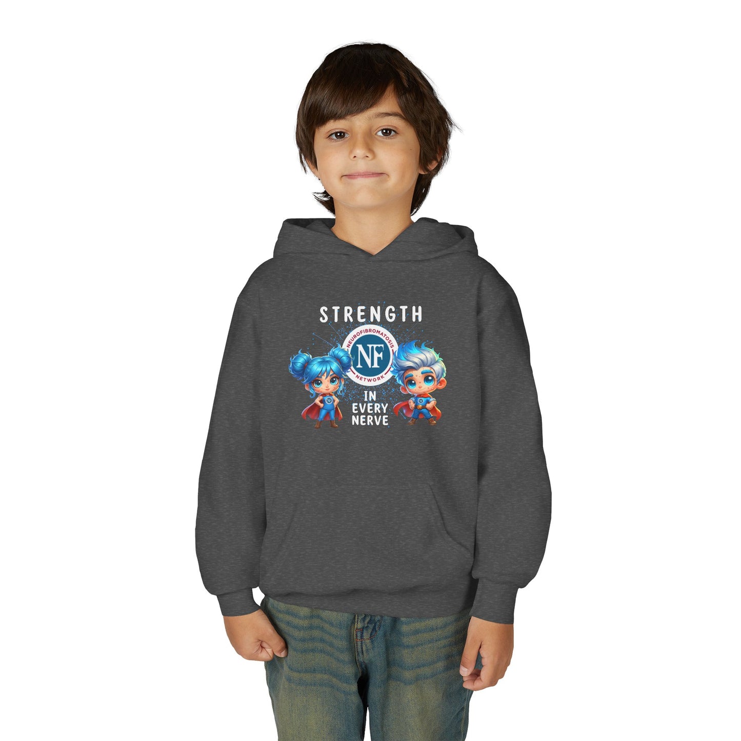 "Strength in Every Nerve" Cartoon Kids Hooded Sweatshirt