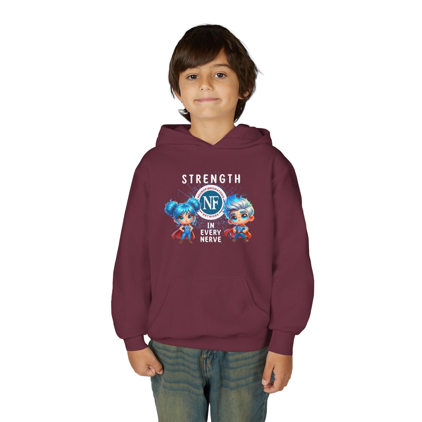"Strength in Every Nerve" Cartoon Kids Hooded Sweatshirt
