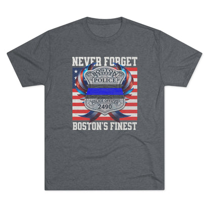 Justice for John OKeefe Tri-Blend Crew Tee, Free Karen Read Shirt, Boston Police Shield Tshirt, Badge 2490 Support Badge Design