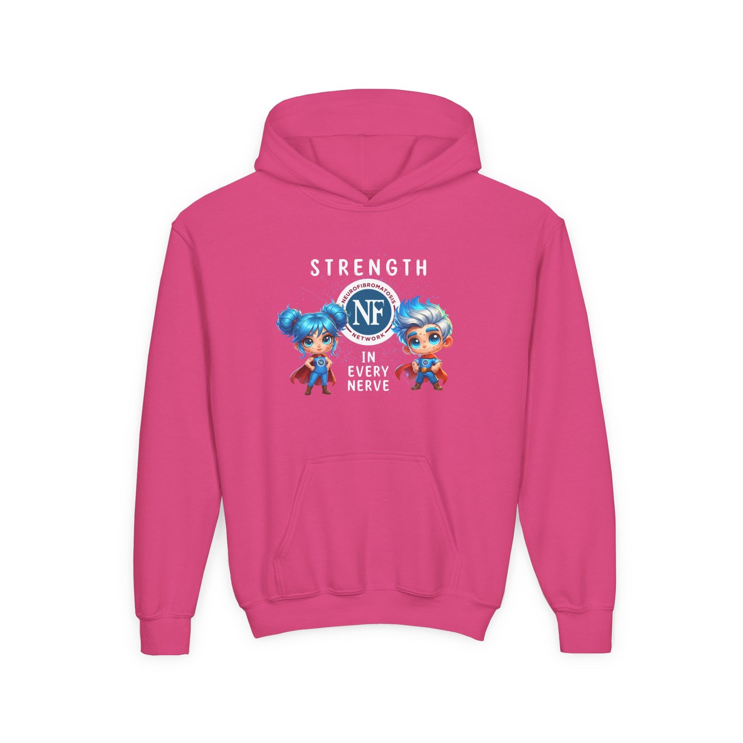 "Strength in Every Nerve" Cartoon Kids Hooded Sweatshirt