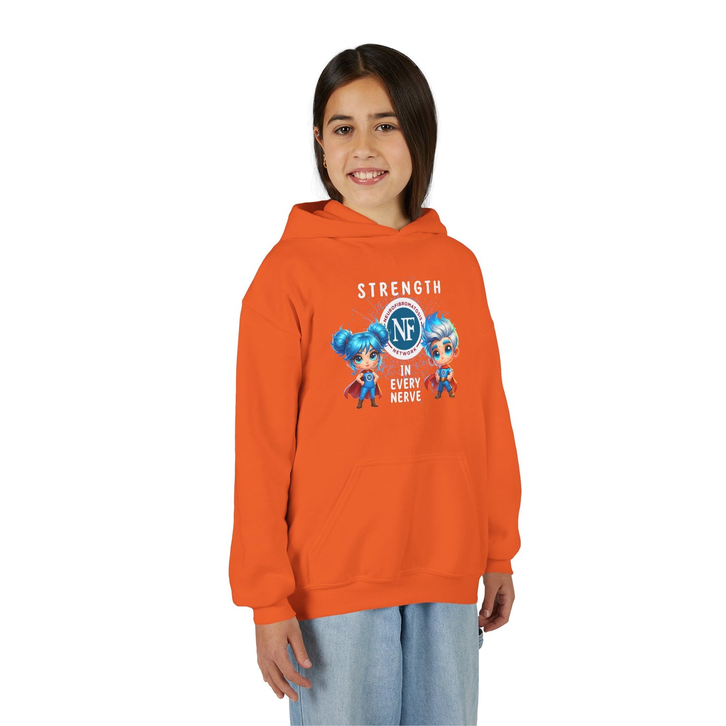 "Strength in Every Nerve" Cartoon Kids Hooded Sweatshirt