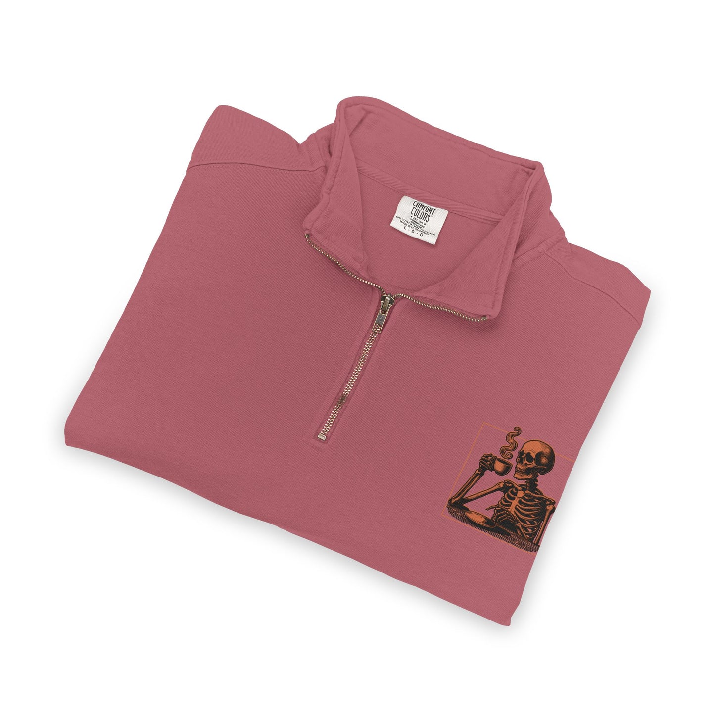 Death Before Decaf Quarter-Zip Sweatshirt — Vintage Coastline Coffee Lover