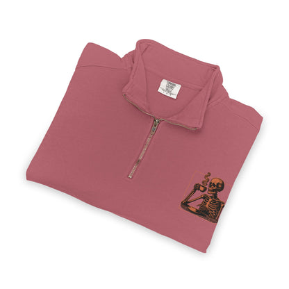 Death Before Decaf Quarter-Zip Sweatshirt — Vintage Coastline Coffee Lover