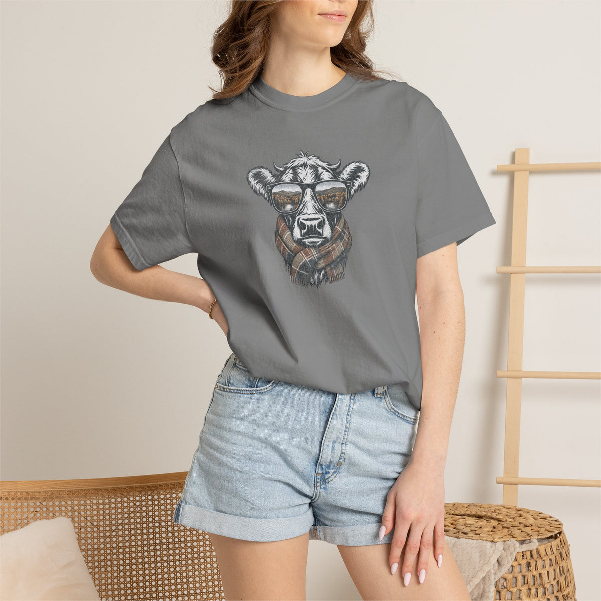 Rustic Fall Cow Cozy Tee