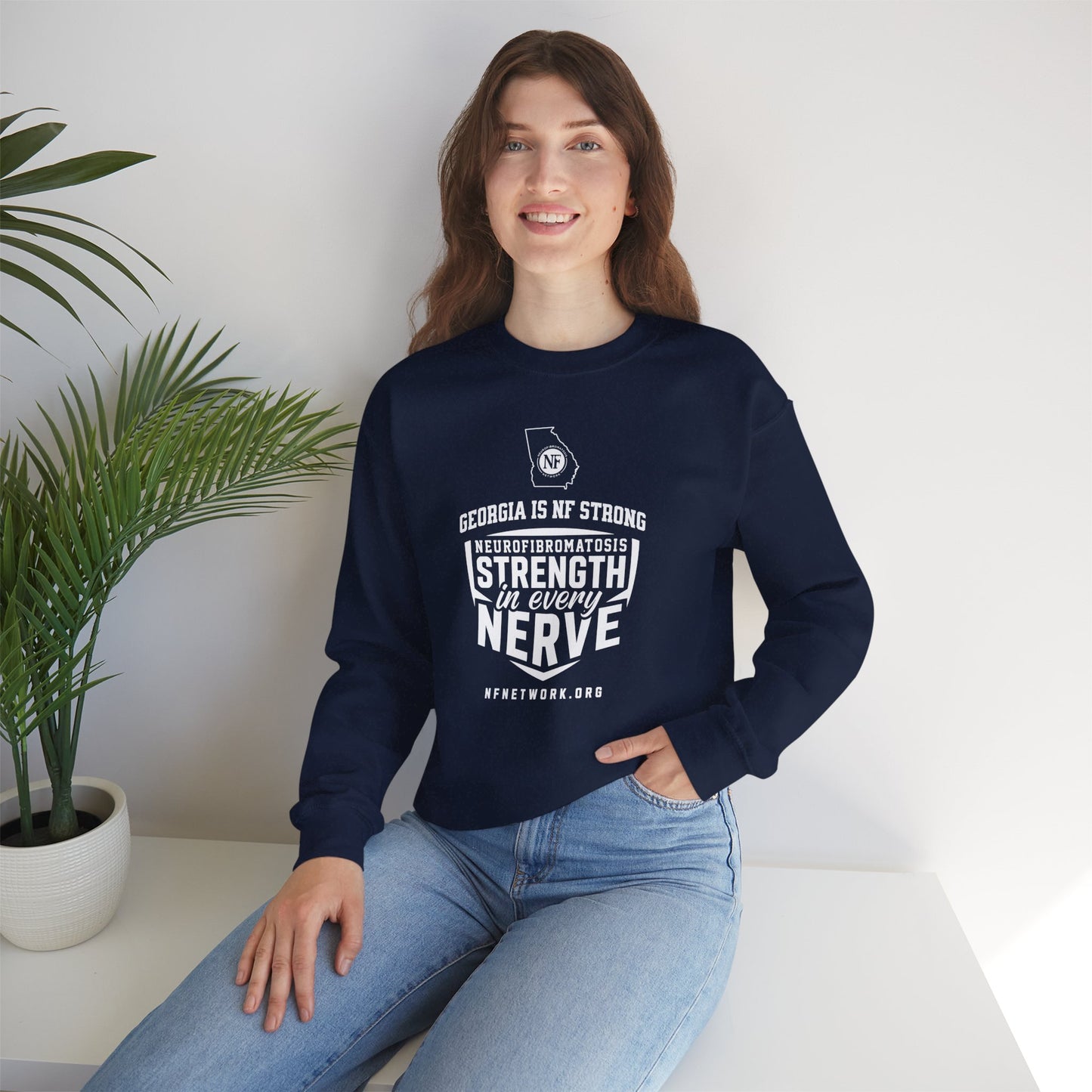 Crewneck Sweatshirt — "Strength in Every Nerve" Georgia Neurofibromatosis Awareness