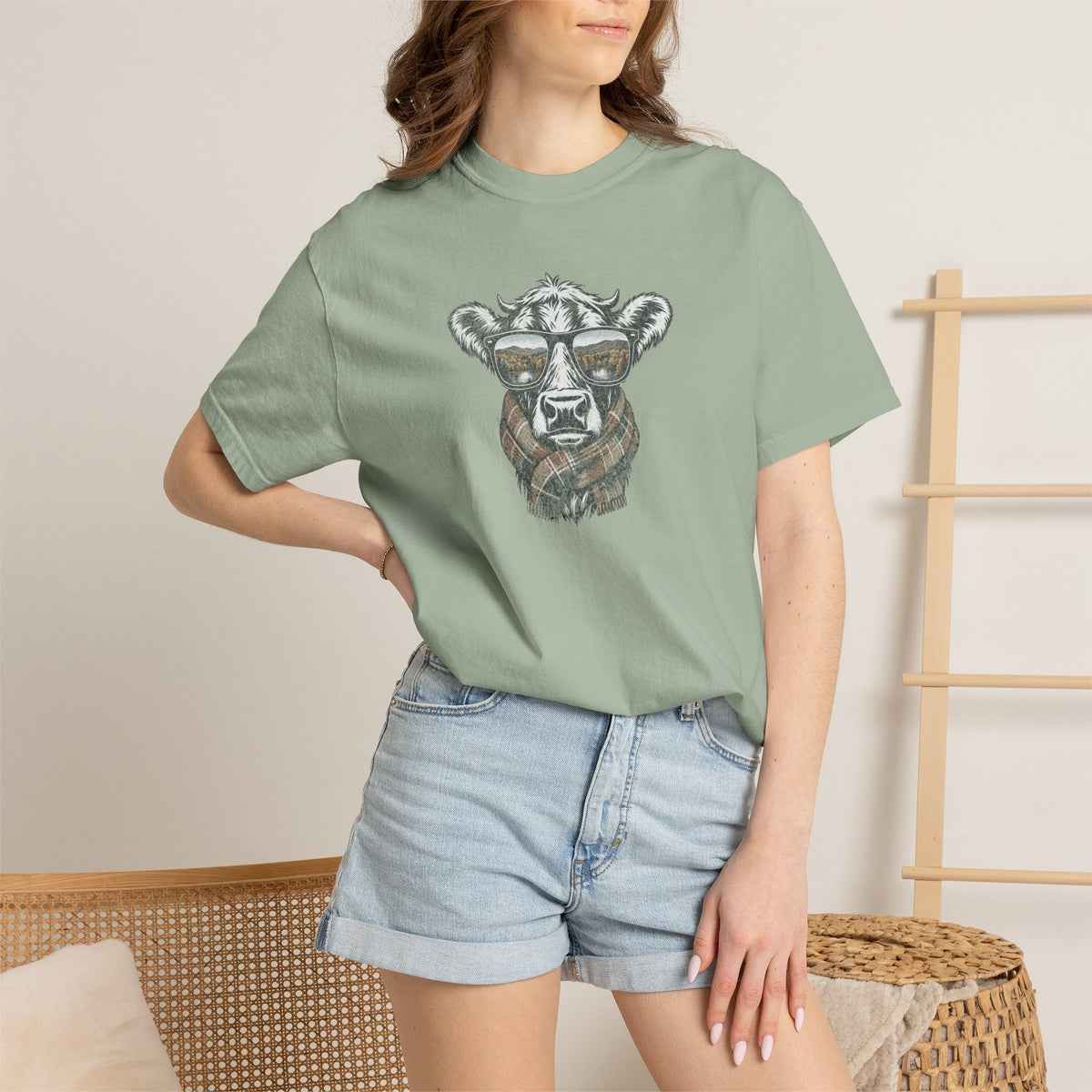 Rustic Fall Cow Cozy Tee