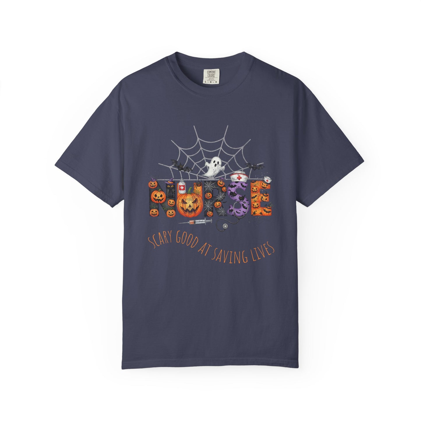 Halloween Nurse RN Garment Dyed Tee