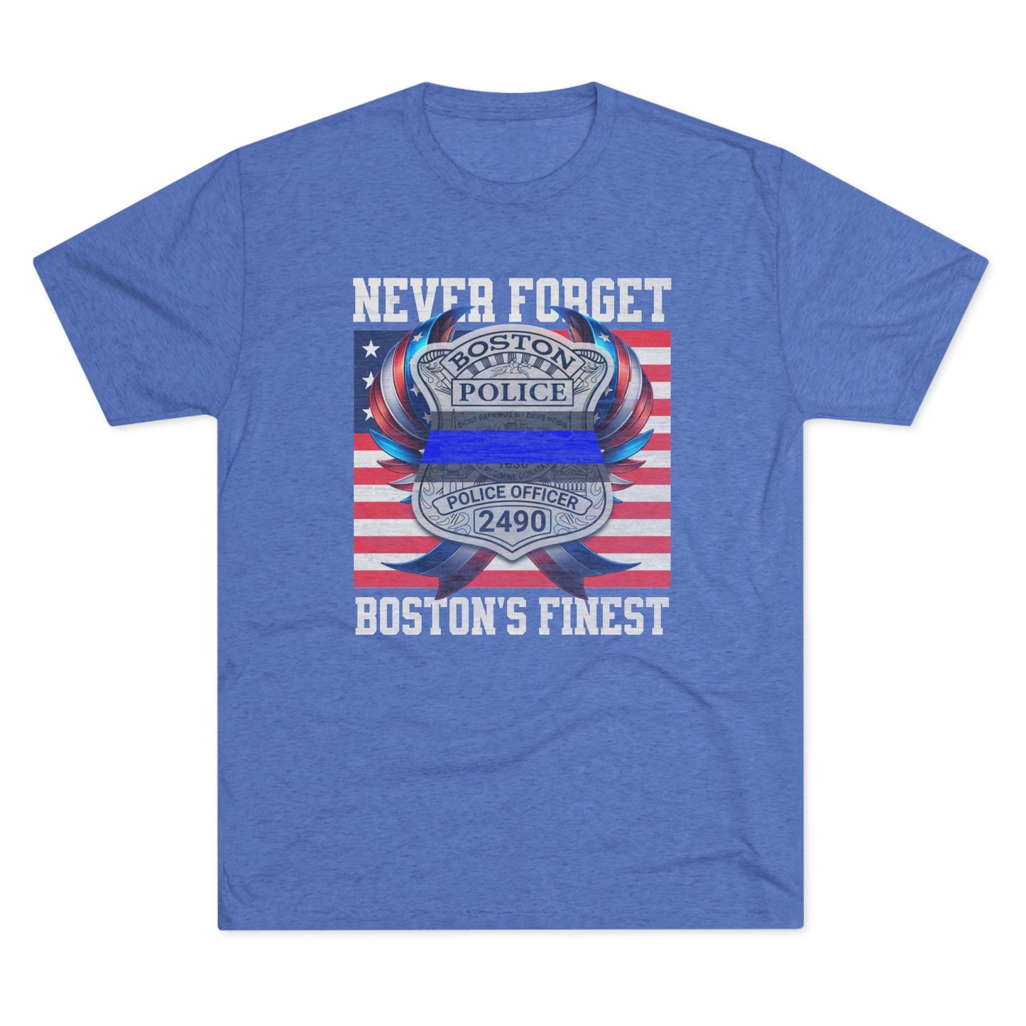 Justice for John OKeefe Tri-Blend Crew Tee, Free Karen Read Shirt, Boston Police Shield Tshirt, Badge 2490 Support Badge Design