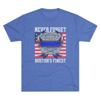 Justice for John OKeefe Tri-Blend Crew Tee, Free Karen Read Shirt, Boston Police Shield Tshirt, Badge 2490 Support Badge Design