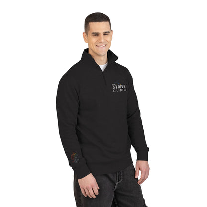Black Cotton Heritage Embroidered Quarte Zip Fleece Pullover