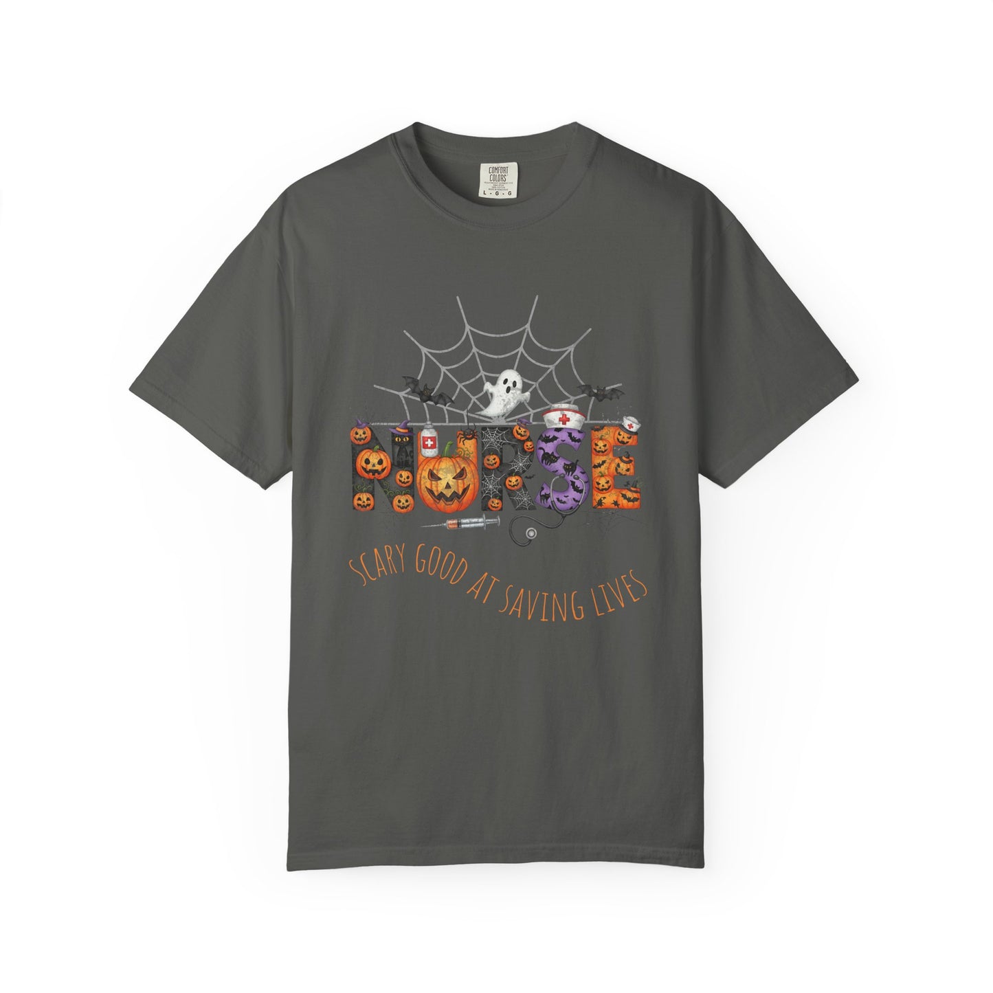 Halloween Nurse RN Garment Dyed Tee