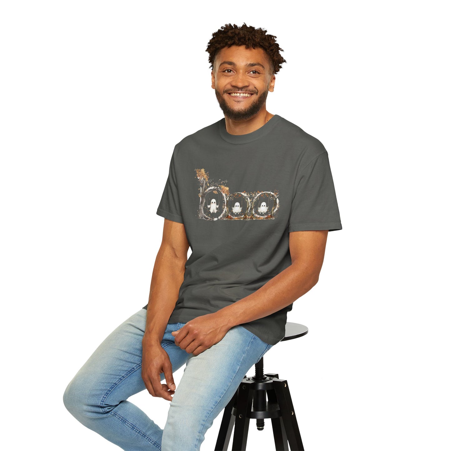 Rustic Unisex Garment-Dyed Boo T-Shirt for Fall