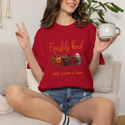 Freshly Brewed Scream & Sugar Coffee Halloween T-Shirt