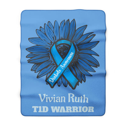 Personalized T1D Warrior Sherpa Fleece Blanket