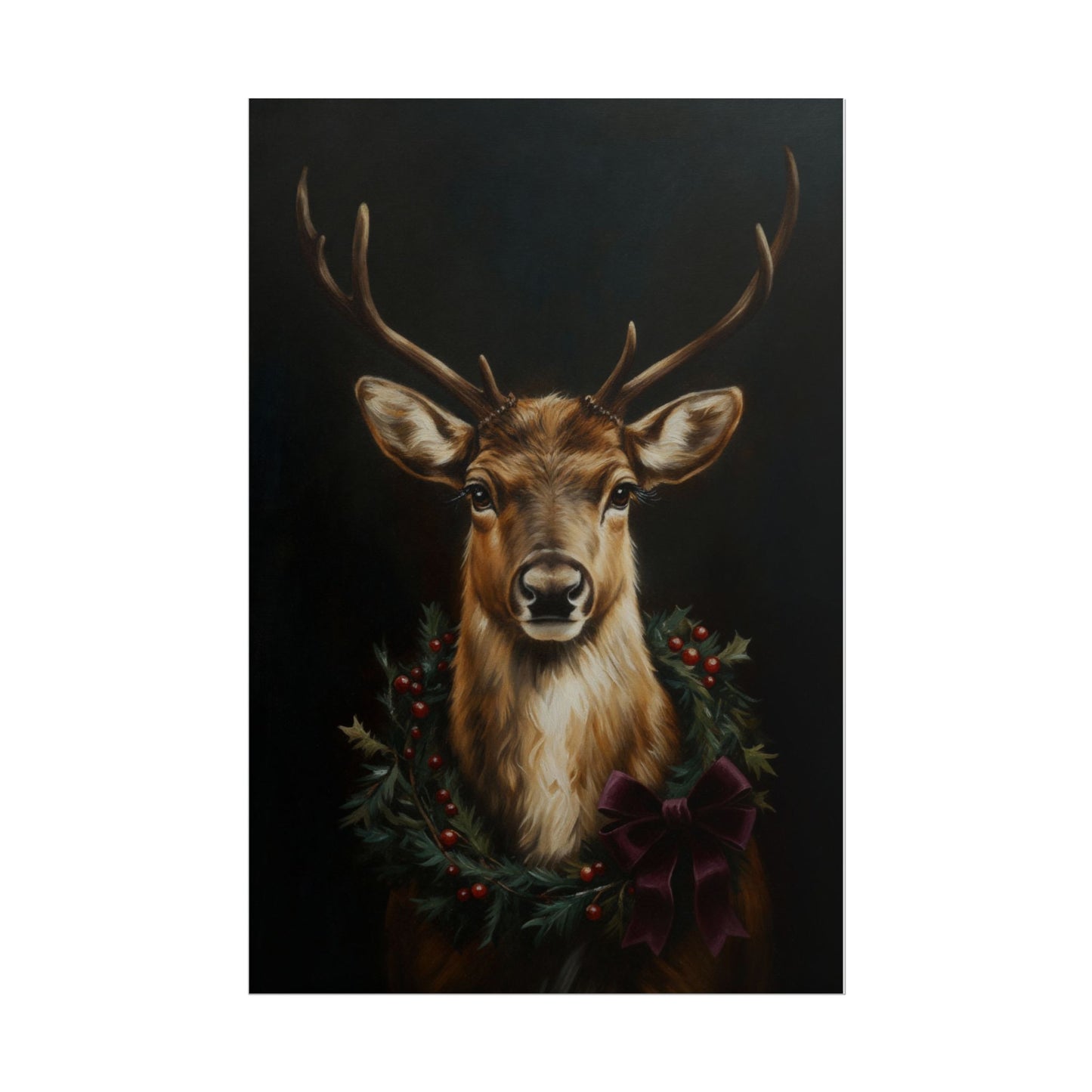 Deer Wreath Poster Print