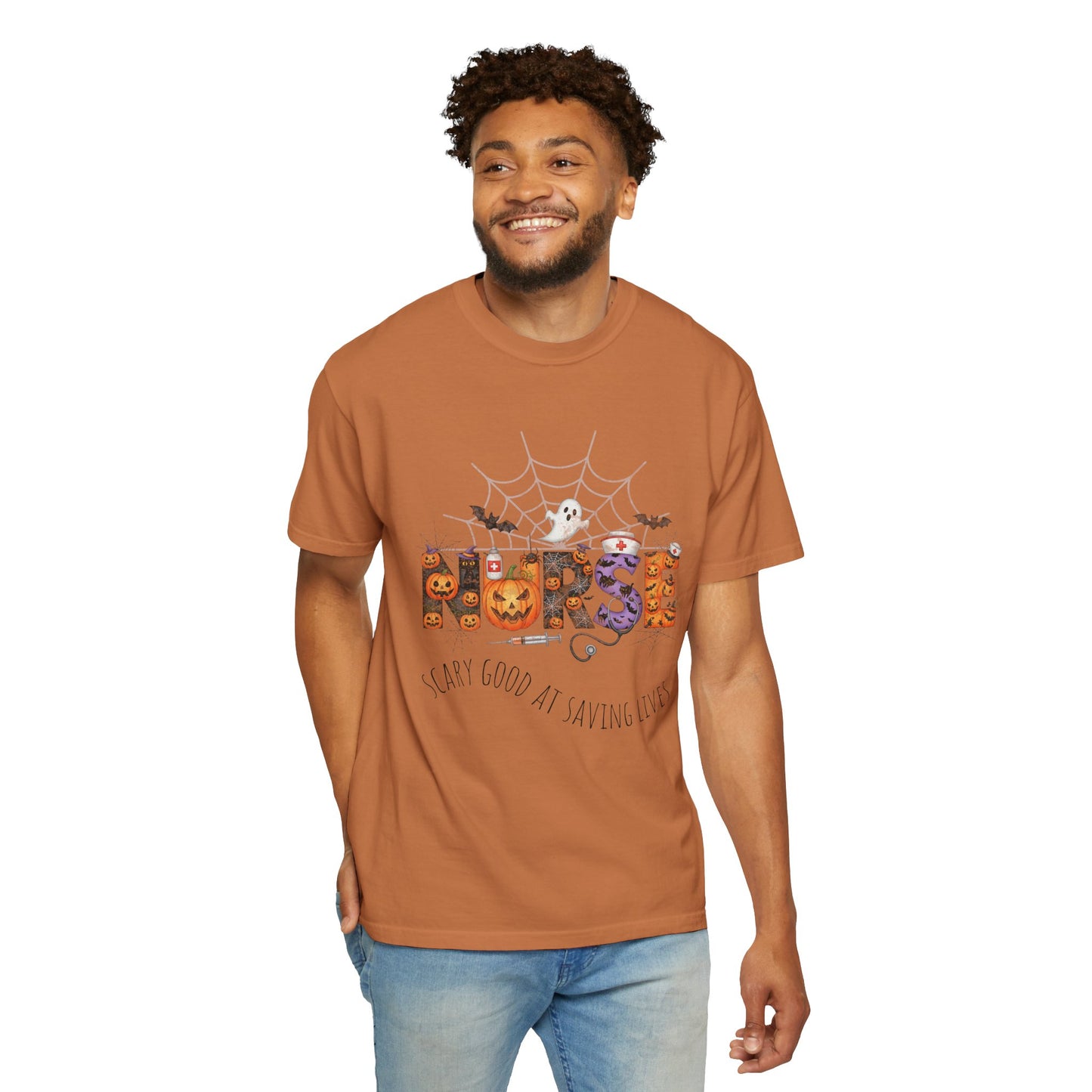 Halloween Nurse RN Garment Dyed Tee