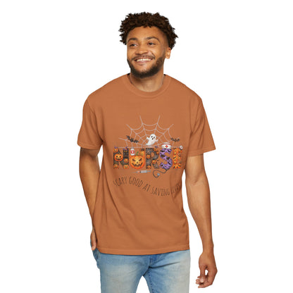 Halloween Nurse RN Garment Dyed Tee