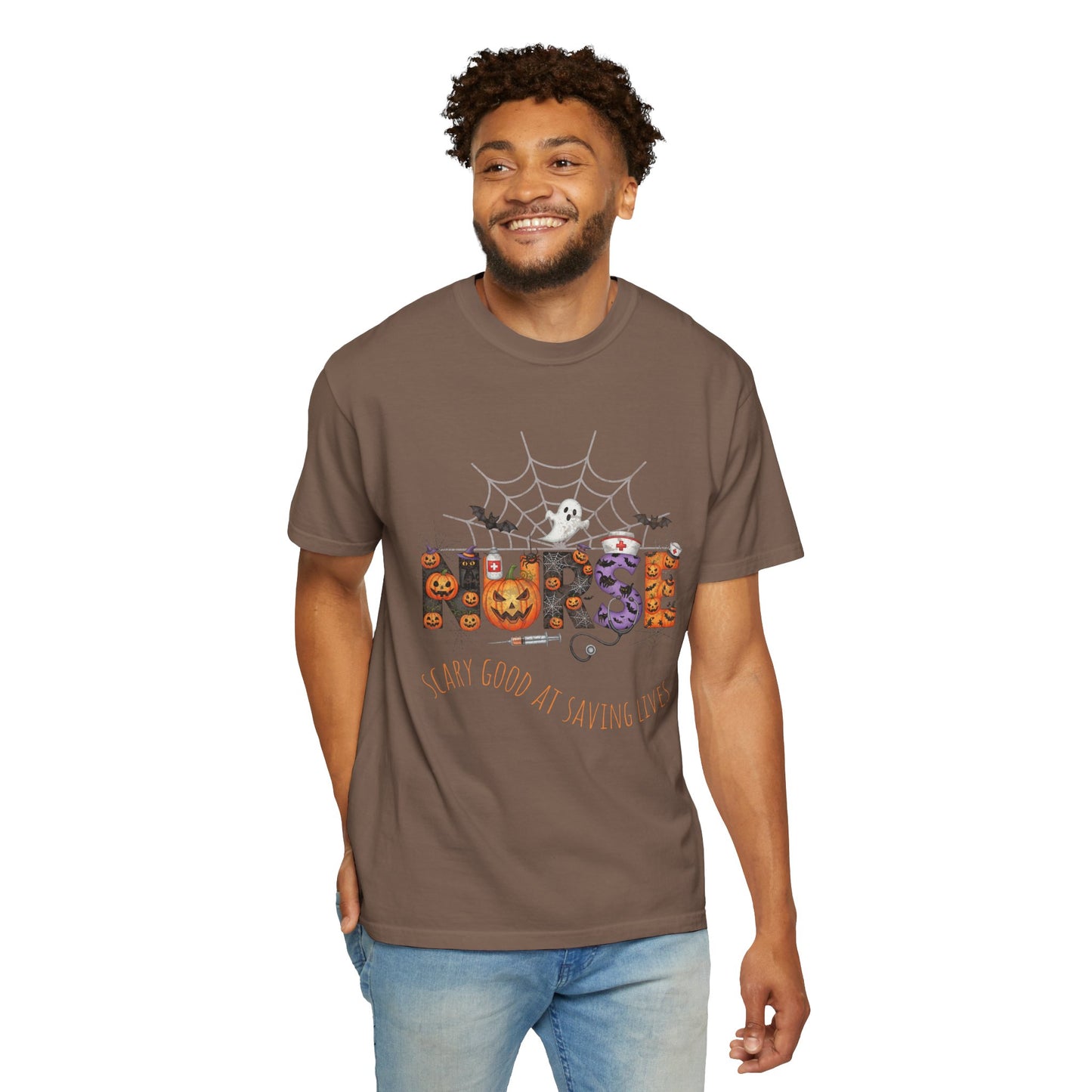 Halloween Nurse RN Garment Dyed Tee