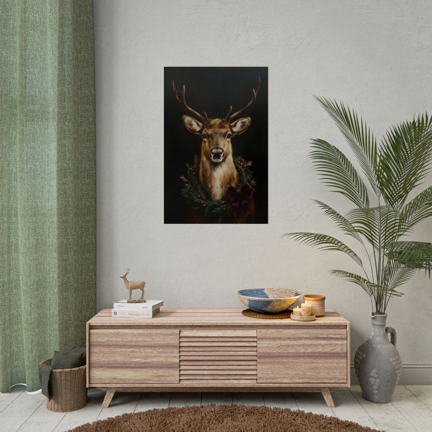 Deer Wreath Poster Print